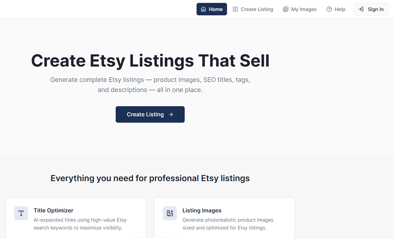 Etsy Listing Studio website screenshot