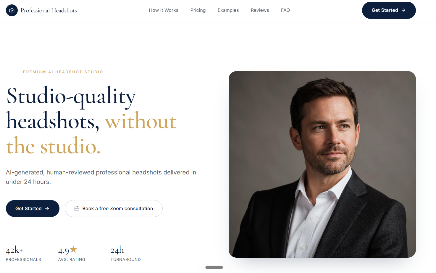 Professional Headshots website screenshot